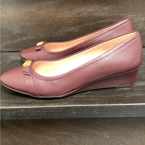 COLE HAAN Leather Wedge Bloodstone/ Burgundy Women’s Shoes size 38 B - Picture 3 of 7